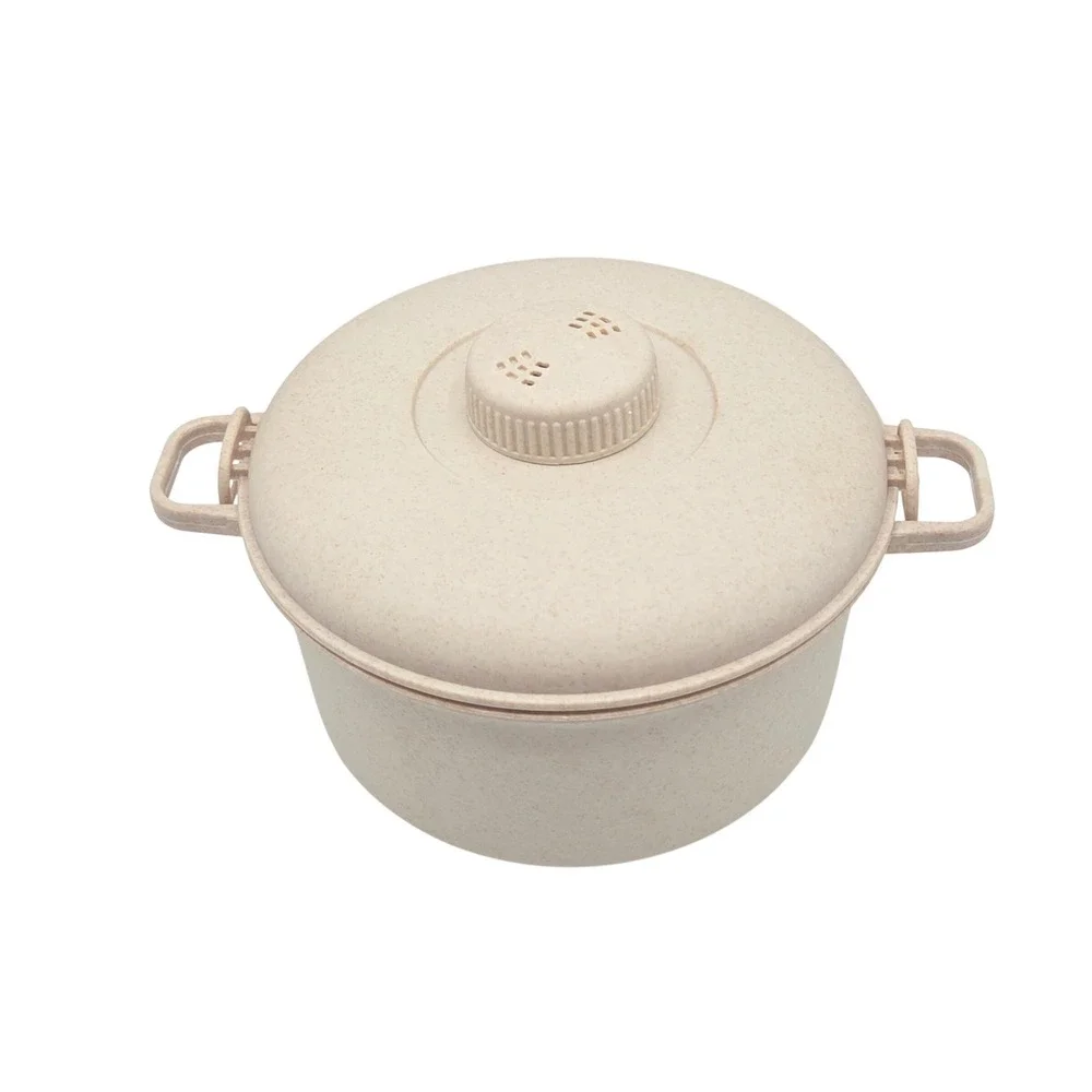 Eco Friendly Microwave Pressure Cooker 2.5Qt Wheat Straw Beige Fast Cookware NEW